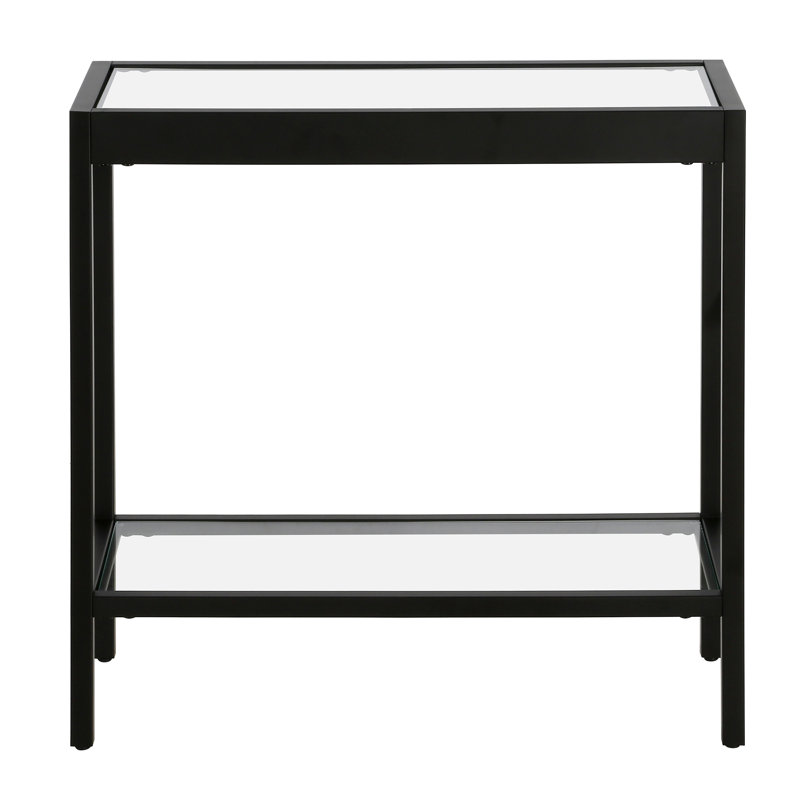 Alexis Glass Top End Table, Blackened Bronze