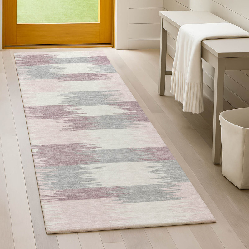Machine Washable Indoor/Outdoor Chantille ACN2912 Geometric Rug, 2'3" x 7'6" Runner, Pink