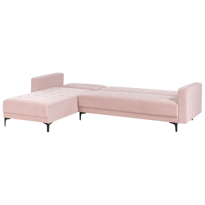 Aliyha 4 Seater Velvet Sofa Bed, Pink, Left Hand Facing