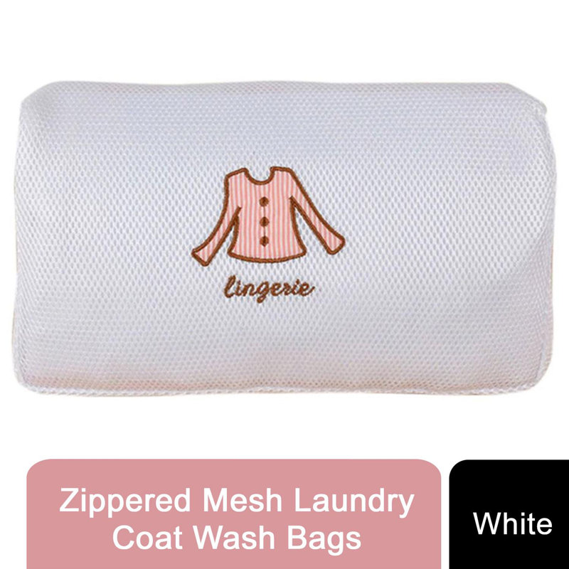 Haven Heavy Duty Zippered Mesh Laundry Bag Reinforced Coat Wash Bag White, White