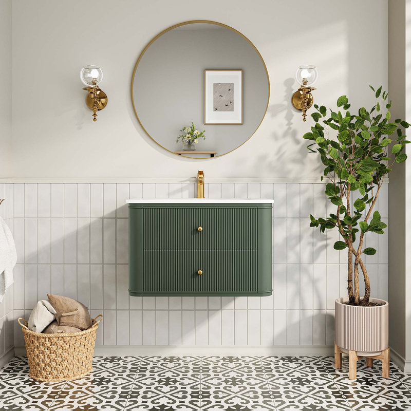 Meuble-lavabo mural flottant avec lavabo intégré, 30" W