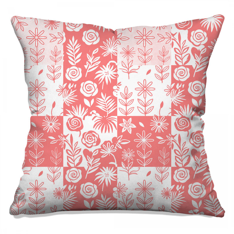 Floral Patchwork Pattern Double Sided Throw Pillows, 14 x 14 inches