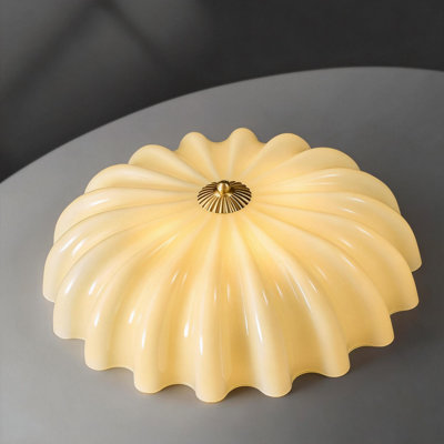 Beige Shell-shaped Ceiling Light With Gold Accent