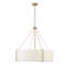 Luminaire suspendu 6 lumières Ivy Bronx Rhayna en or moderne / blanc avec abat-jour en tissu blanc-1938345975