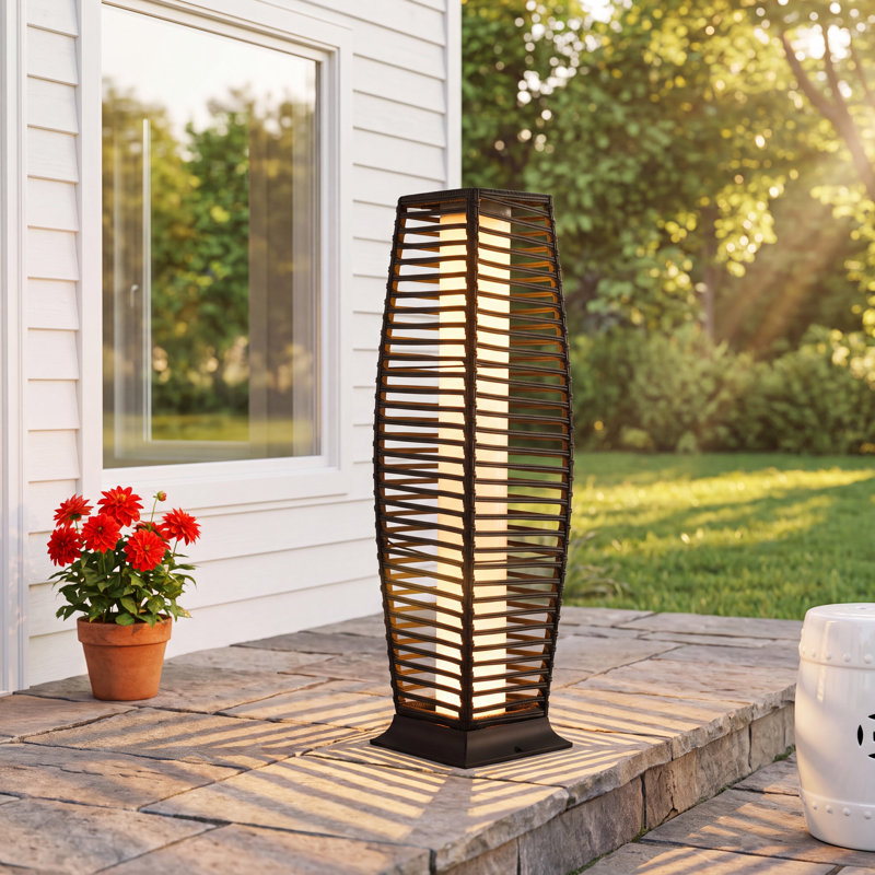 Freida Solar Powered Wicker Floor Lamp, 31" H x 8.3" W x 8.3" D