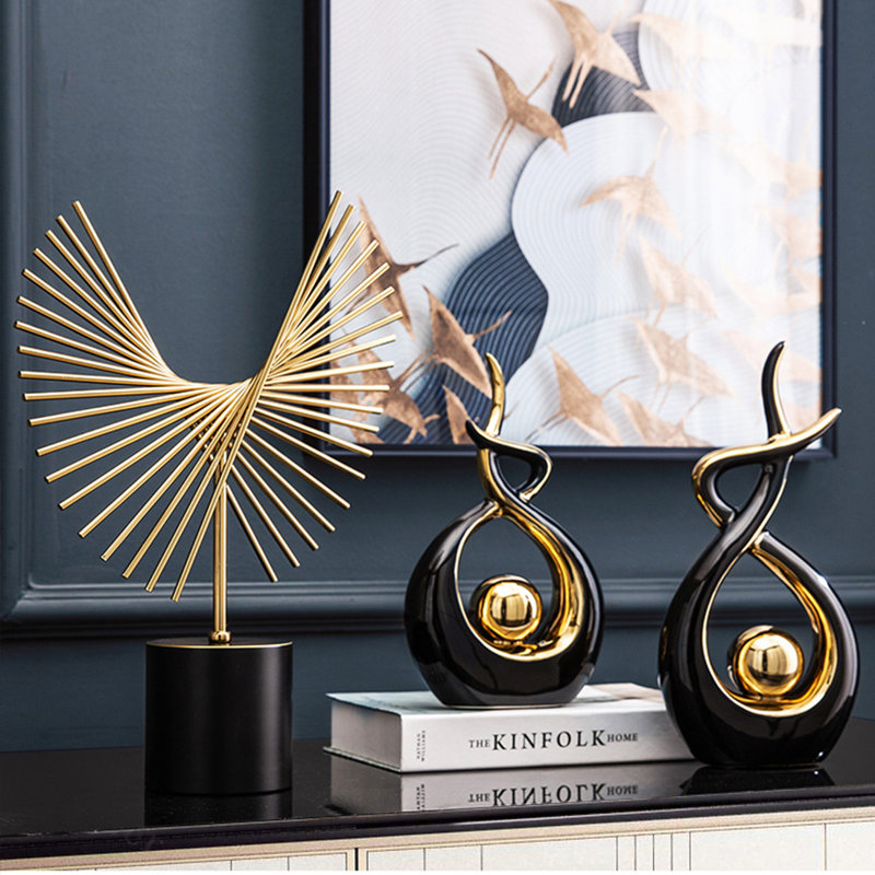 Abstract Figurines & Sculptures, Black, 10.6" H x 6.69" W x 2.36" D