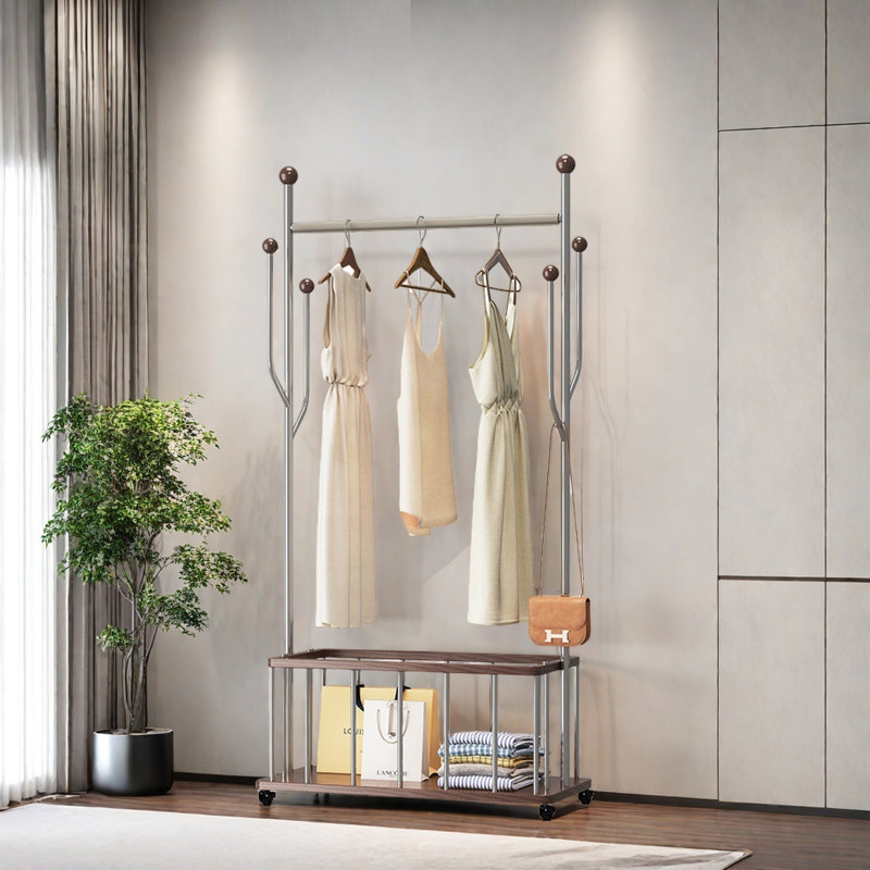 Stainless Steel Coat Rack with Saddle Leather