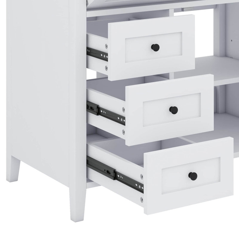 Meuble-lavabo indépendant 36 po avec lavabo 36 po, 3 tiroirs, tablette réglable, Blanc