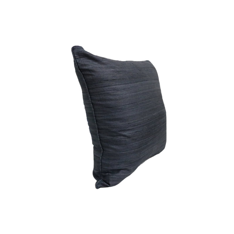 Coussin en soie brute 18 po, Bleu foncé