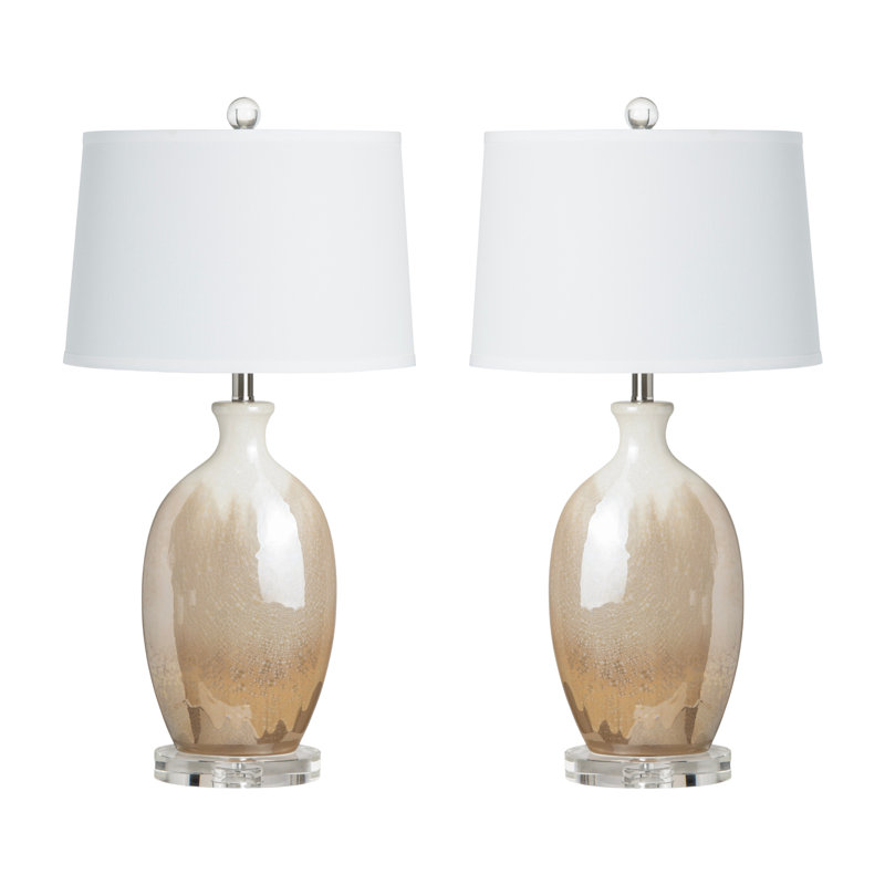 30" Crystal Table Lamp With White Shade