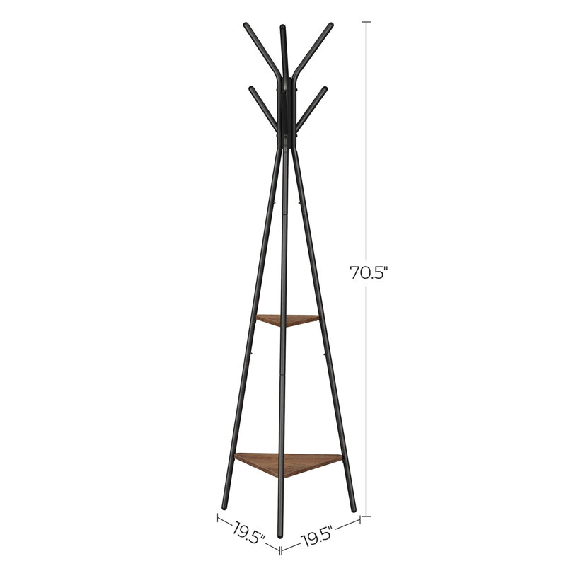 Steel Freestanding 5 - Hook Coat Rack, Hazelnut Brown