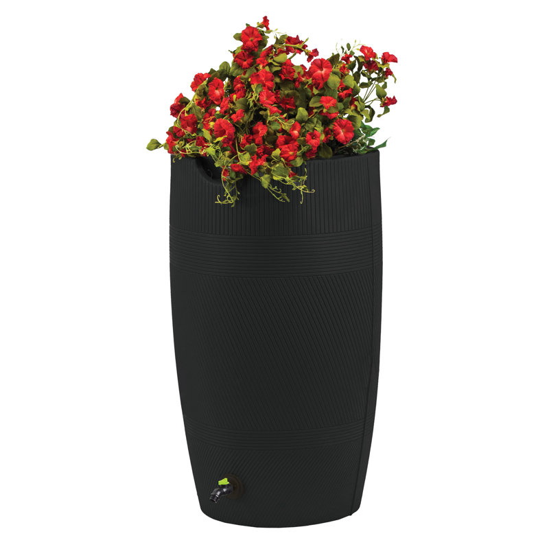 Good Ideas Plastic Drainable Dual Overflow Rain Barrel