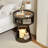 Modern Round End Table, Tempered Glass Table Top Living Room Side Table, Small Apartment Multifunctional Sofa Side Table,Black