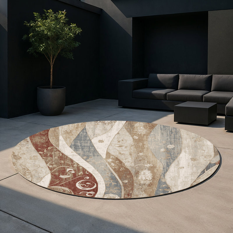 Tapis intérieur et extérieur Terra Bloom, Rond 5 pi