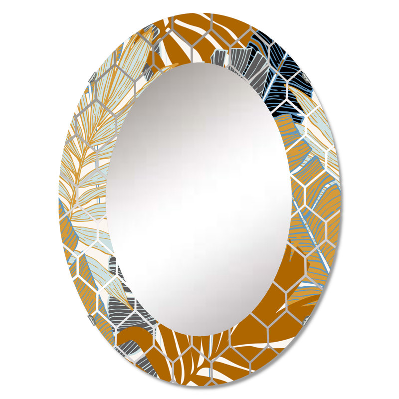 Palmier abstrait tropical et feuilles de bananier - miroir mural moderne, 36 po x 24 po
