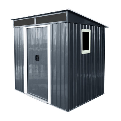 Spacious Outdoor Metal Shed 6x5ft - & All-weather With Transparent Plate 6ft X 5ft Storage For Tools -