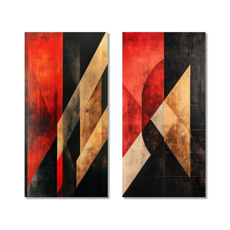 Angles de l'avant-garde I - Constructivisme - Ensemble de 2 estampes encadrées, 40" H x 40" W, Wrapped Canvas