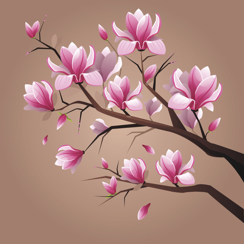 Beaulah Pink Magnolia Flowers by Uropek8 - Wrapped Canvas Print, 122cm H x 122cm W x 3.8cm D