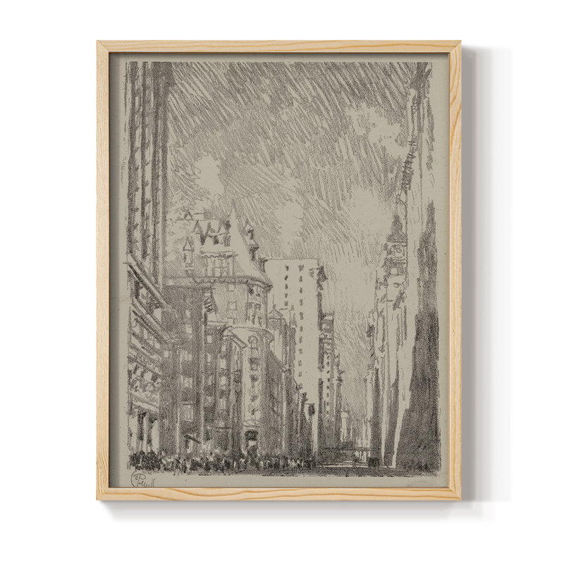 Croquis rétro, reproduction encadrée Lxxx - bois massif, H 21 po x l 17 po, Naturel