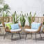 Chaise de patio moderne avec coussins et base en acier - beige et brun pour l'extérieur