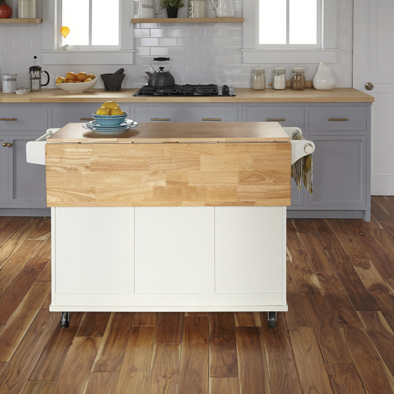 Aftonshire Solid Wood Kitchen Island, Off White