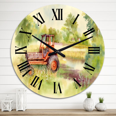 Tractor Machine In The Field - Country wall clock