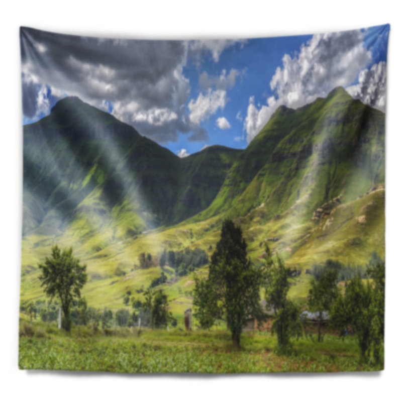 Tapisserie panorama à montagnes en polyester avec accessoires suspendus inclus, H 50 po x l 60 po