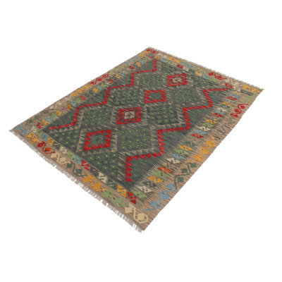 Tapis rectangulaire en laine noué à la main à motif sud-ouest de 3 pi 4 po x 4 pi 9 po Cedorah rouille / beige