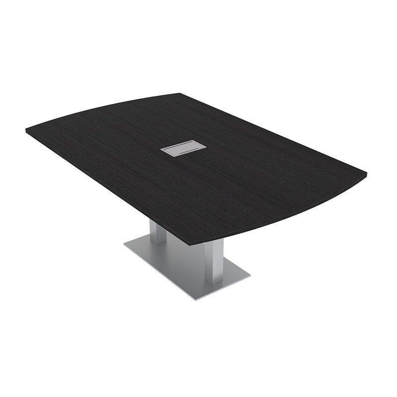 Table de conférence Pavert Arc Unité électrique, H 30 po x l 84 po x P 48 po, Cyprès noir, Argent
