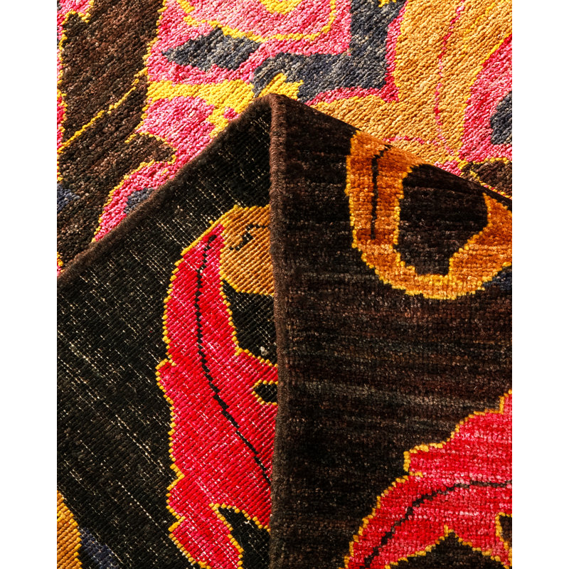 One-of-a-Kind 9' 1" X 12' 4" 2010s Wool Area Rug in Black