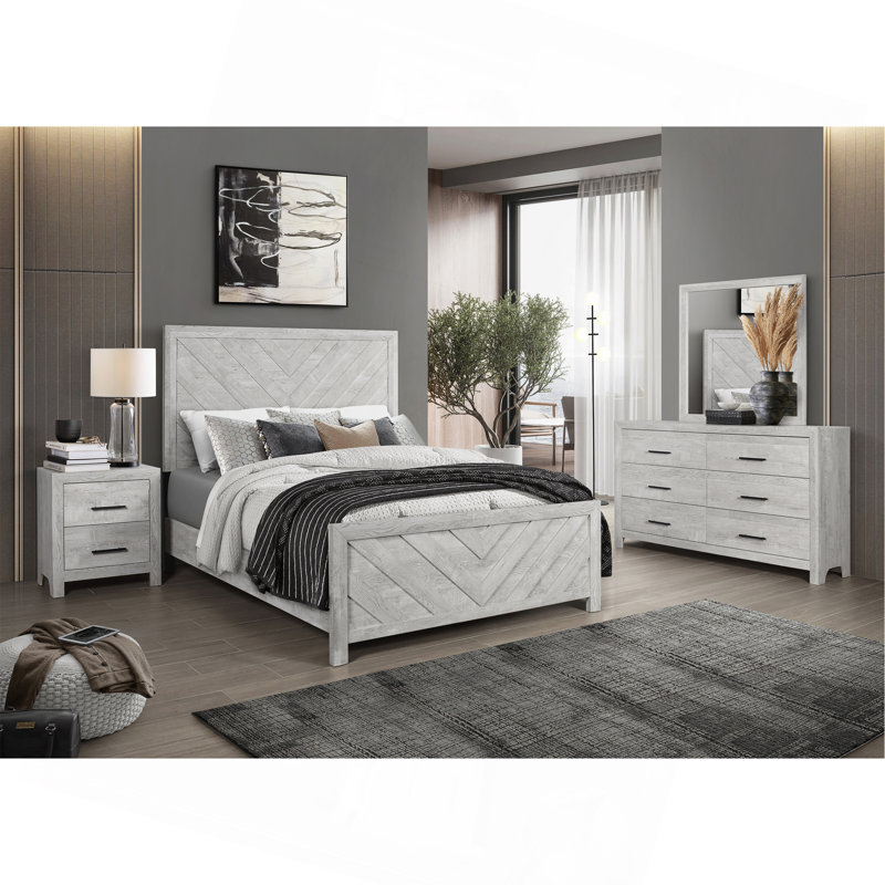 Grand lit de style moderne Denver en bois naturel