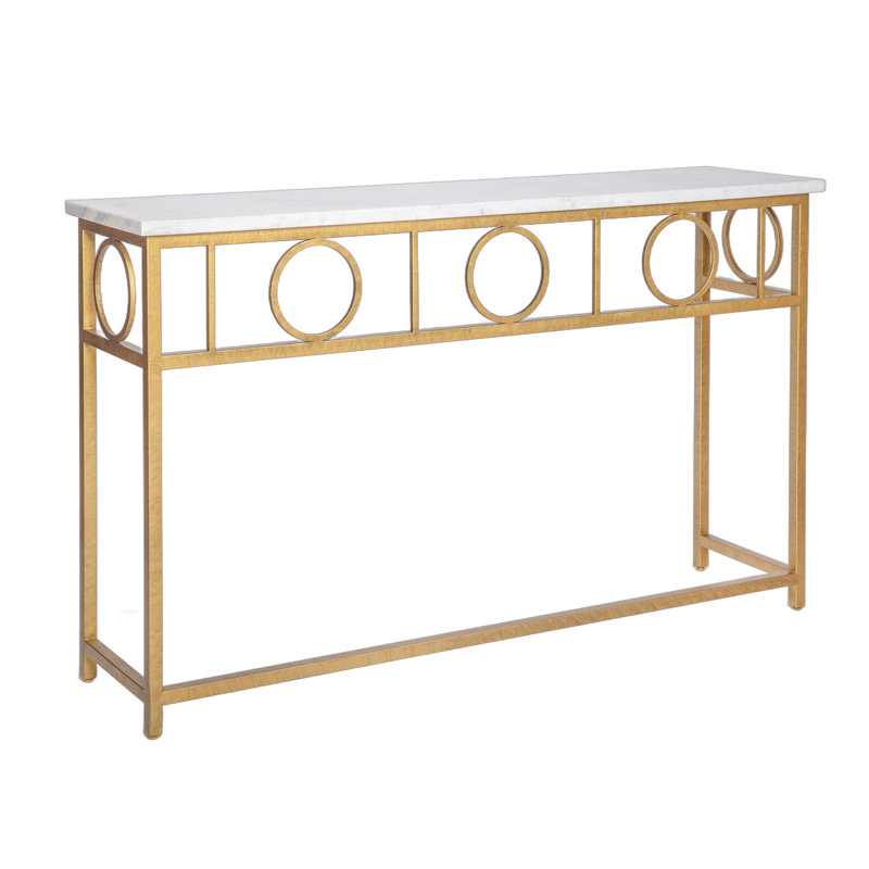 Hampton Console Table, Carrera Marble, Royal Gold