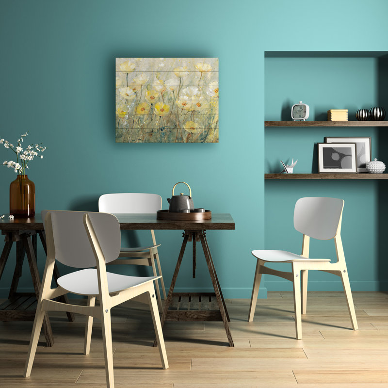 Été en fleurs II sur bois, H 18 po x l 22 po