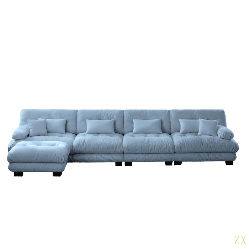 Free Combination, Modular Sectional Sofa,L Shaped Couch For Living Room, 4-Seater Comfy Cloud Couch With Convertible Ottoman,Chenille