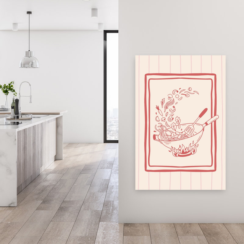 «Dynamic Wok Kitchen», impression murale contemporaine rustique, H 48 po x l 32 po