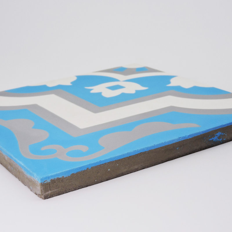 Taza 8 in. x 8 in. Honed Tile, Blue/Gray/White