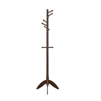 Dark Brown Finish Coat Rack Solid Wood