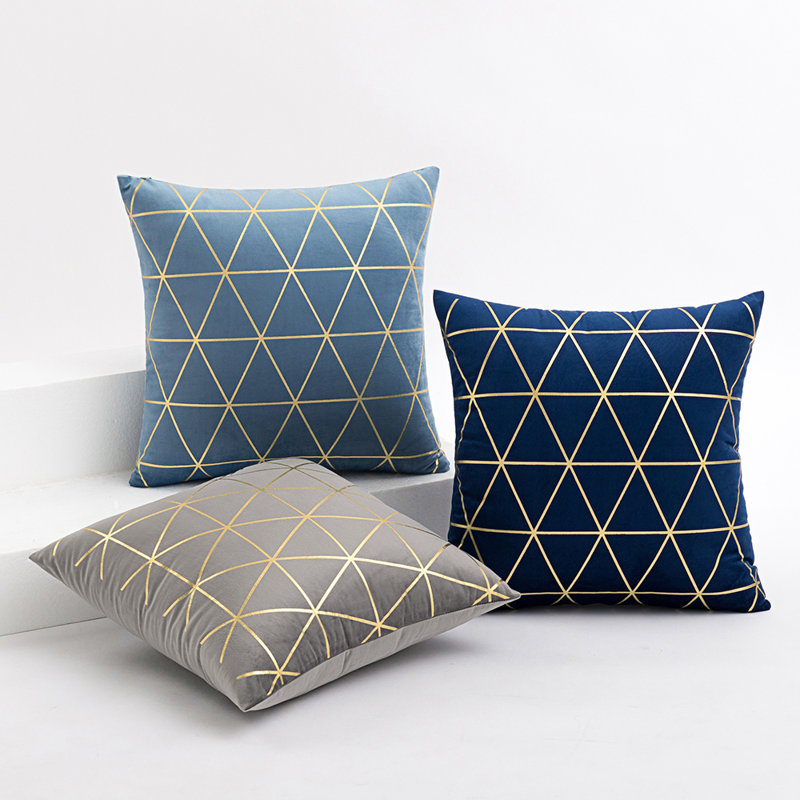  Housse de coussin carré et insert, Gris, 18 po x 18 po, Polyester