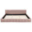 Lit plateforme tapissier rose très grand, chenille épaisse, tête de lit, ambiance moderne de chambre à coucher-1689822809