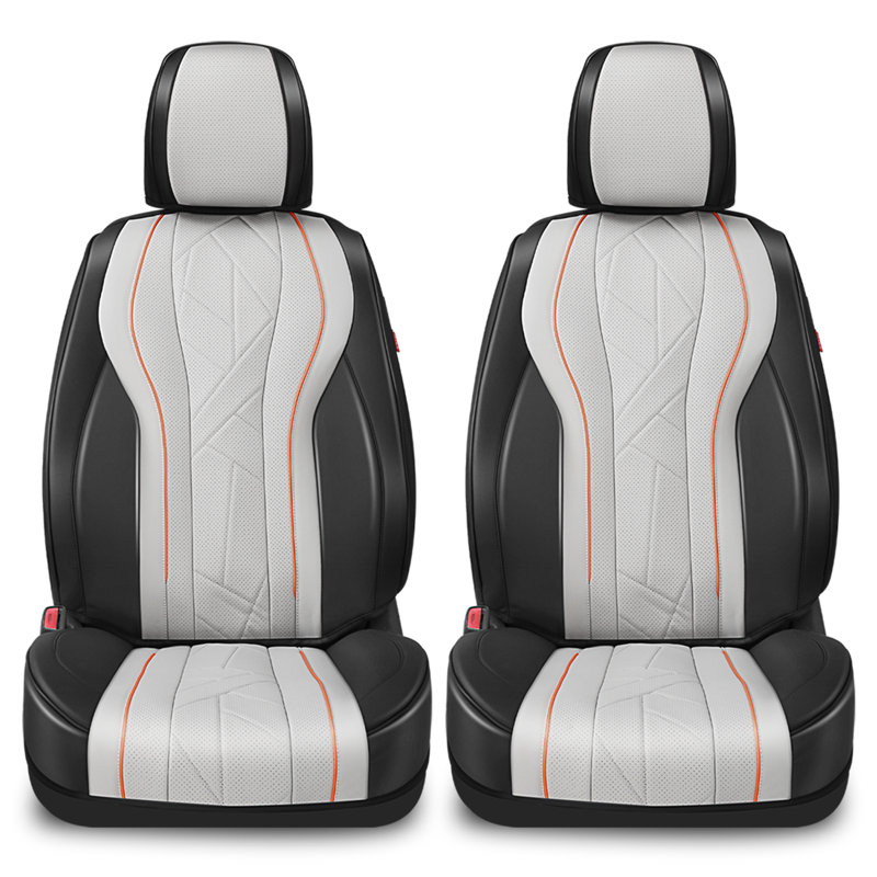 Touring Series Front Seat Covers With Airbag Compatible, Reserved Opening Holes For Headrest, Universal For Cars, Black/Gray