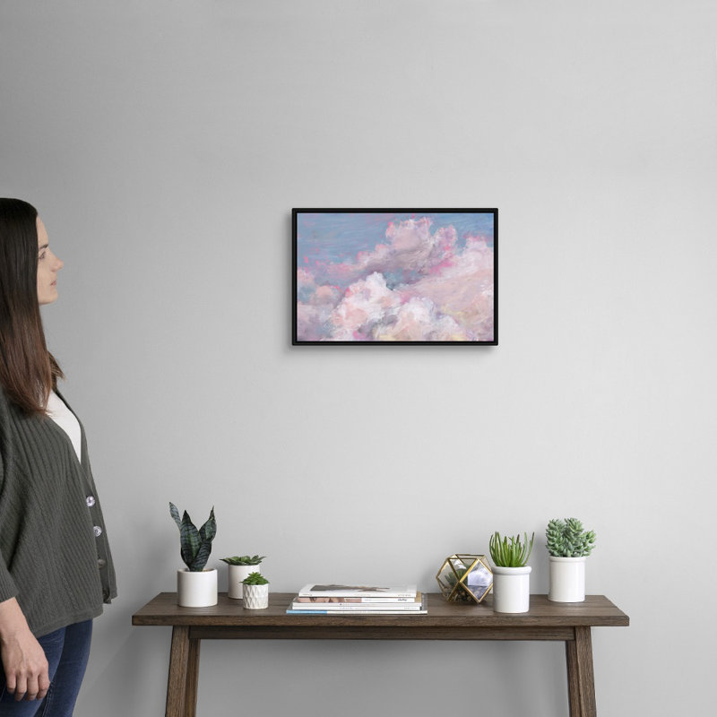 «Daydream Pink 01» par Lisa Audit - reproduction d'art, H 14 po x l 20 po x P 1,75 po, Toile avec cadre noir