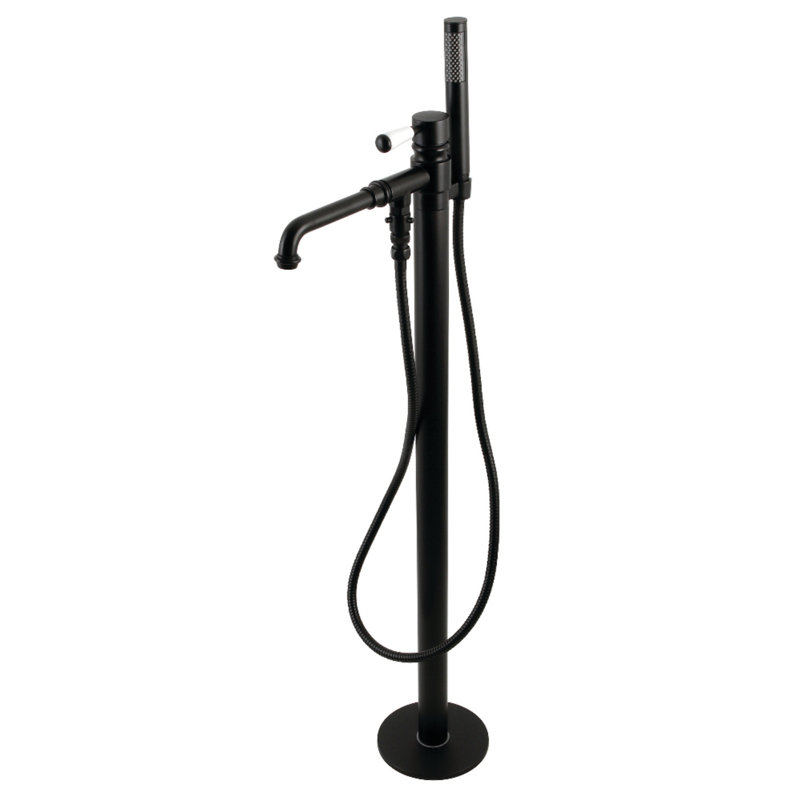 Robinet de baignoire autoportant à 1 trou avec douche à main Kingston Brass Paris, Noir mat