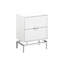 Élégante table d'appoint avec stratifié blanc brillant et base en métal argenté pour le compartiment de rangement du salon de la chambre à coucher