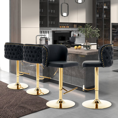 Swivel Upholstered Adjustable Height Counter Stool with Metal Frame