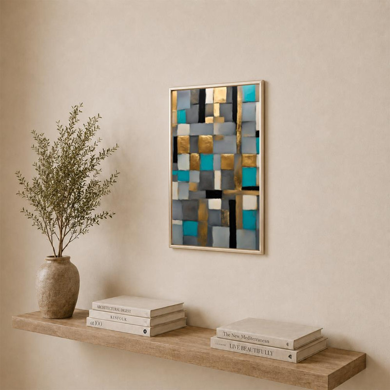 "Proverbs 20:7 Blessed Footsteps" By Mark Lawrence Print On Canvas, 43.5" H x 27.5" W x 2" D, Floater Framed, Champagne