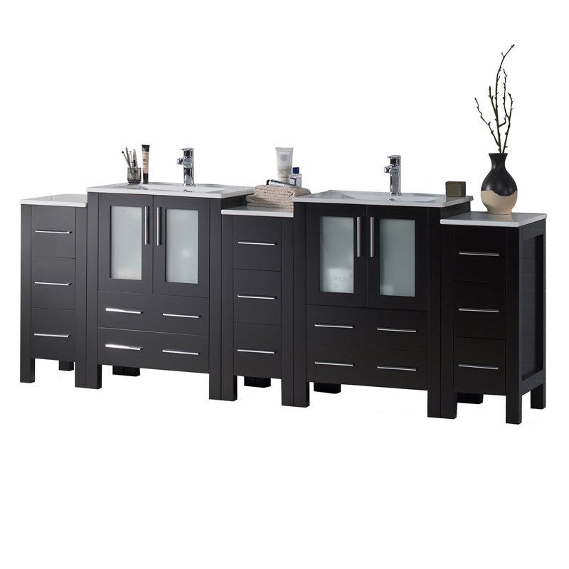 84" Double Bathroom Vanity with Sink, Espresso