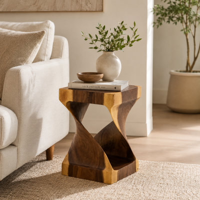 Burruss Solid Wood Tree Stump End Table