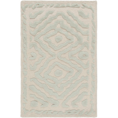 Tapis vert / beige en laine noué à la main Sala