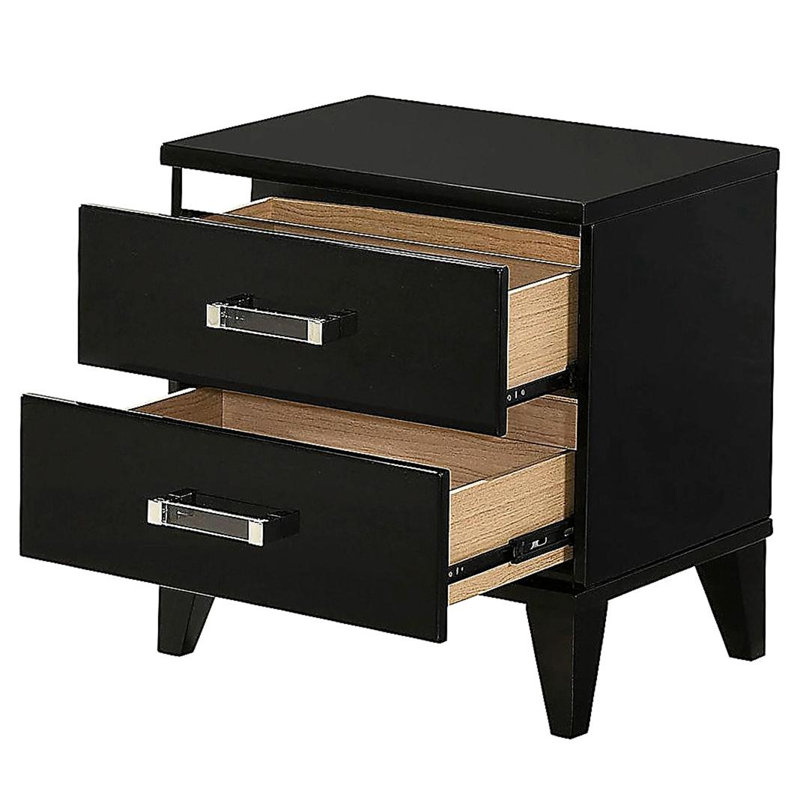 Table de chevet 2 tiroirs noire