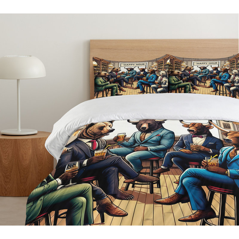 Humorous Duvet Cover, California King Duvet Cover + 2 Standard Shams